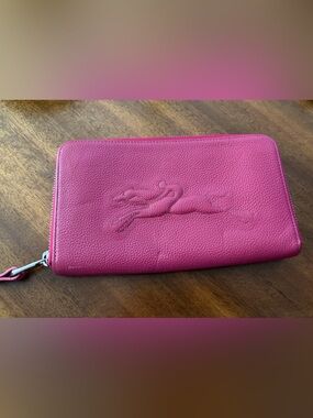Longchamp Le Foulenne Zip Around Large Wallet Deep Raspberry